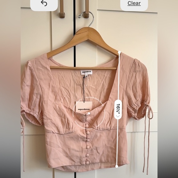 REVOLVE SUPERDOWN rosa button up crop top soft pink XS NWT - Picture 4 of 7